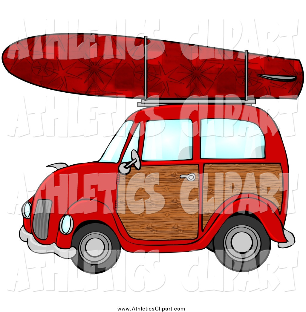 Woody Car With Surfboard Clip Art Of A Red Woody Car