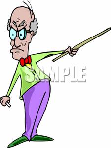 An Angry Professor With A Pointing Stick   Royalty Free Clipart