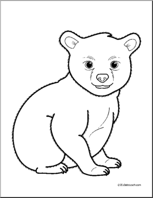 Clip Art  Baby Animals  Bear Cub  Coloring Page    Preview 1