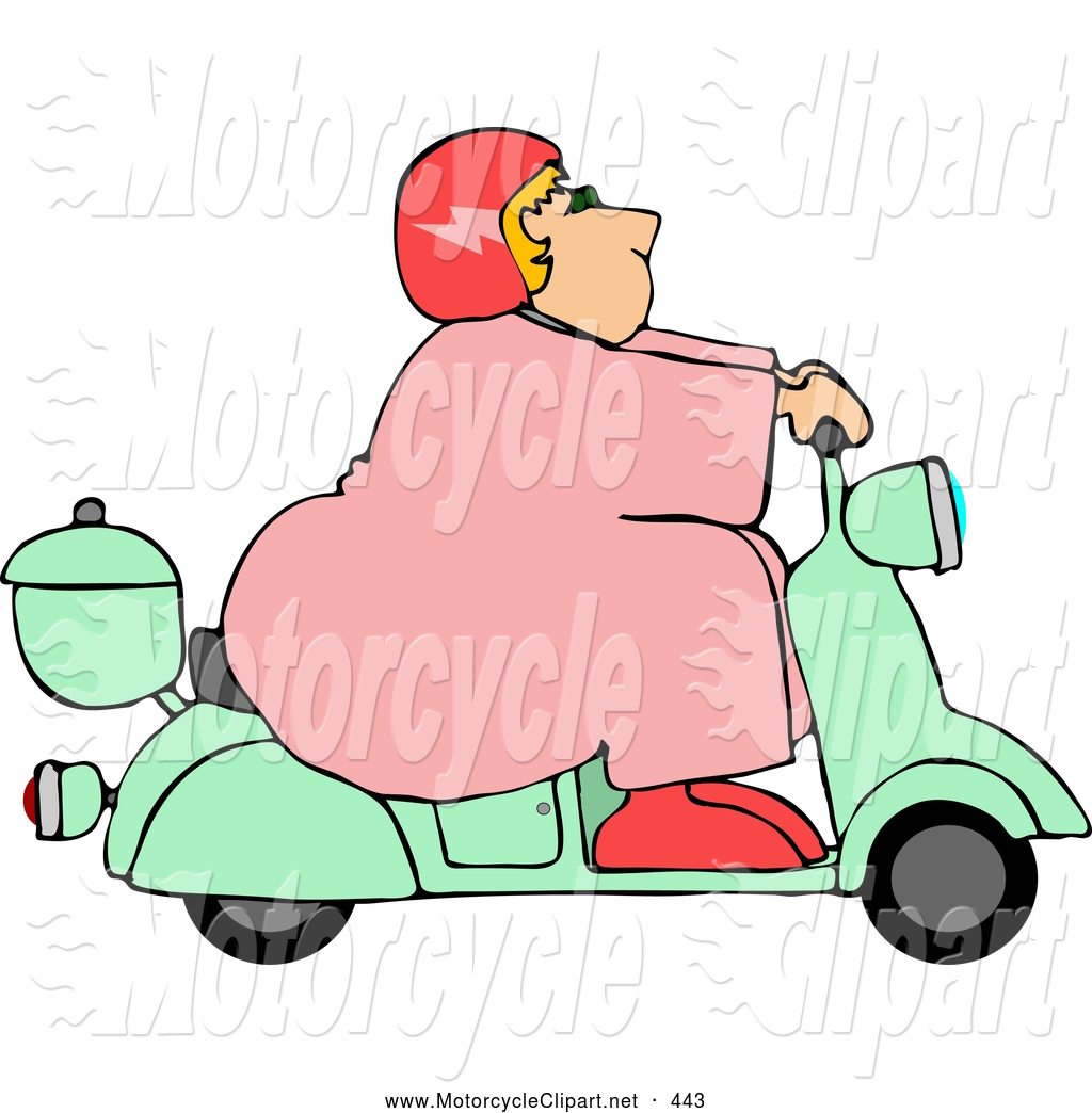 Clipart Of A Happy Obese Fat Woman Driving A Scooter Moped By Djart