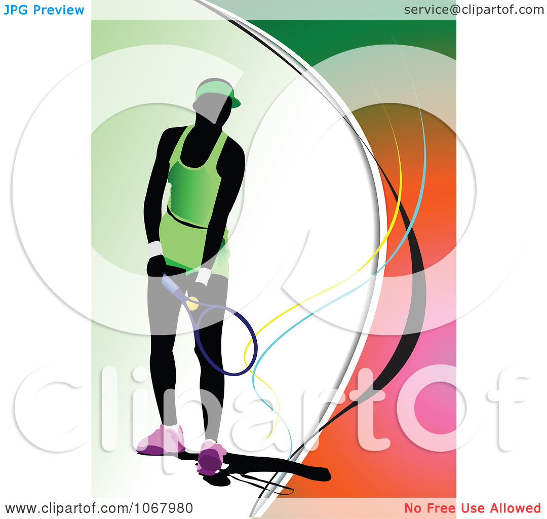 Clipart Tennis Woman Background 8   Royalty Free Vector Illustration