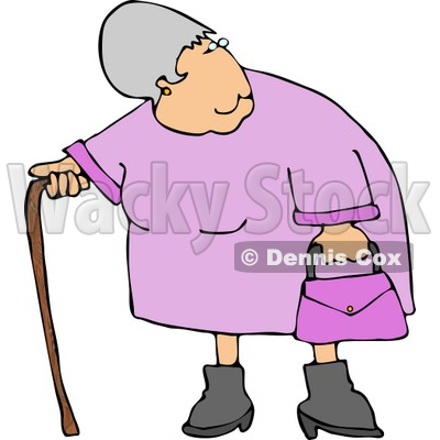 Elderly Obese Woman Standing With A Cane Clipart   Djart  4973