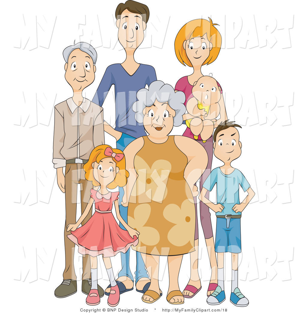 Larger Preview  Clip Art Of A Family With Grandparents And Kids By Bnp    