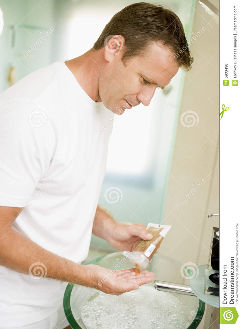 Man In Bathroom With Hair Gel Royalty Free Stock Image   Image