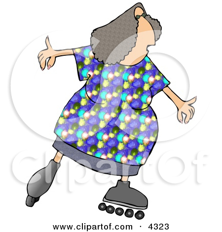 Obese Woman Skating On Inline Skates Clipart By Djart  4323