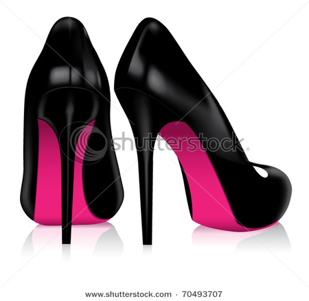 Pair Of Sexy Black And Pink High Heel Shoes   Vector Clip Art