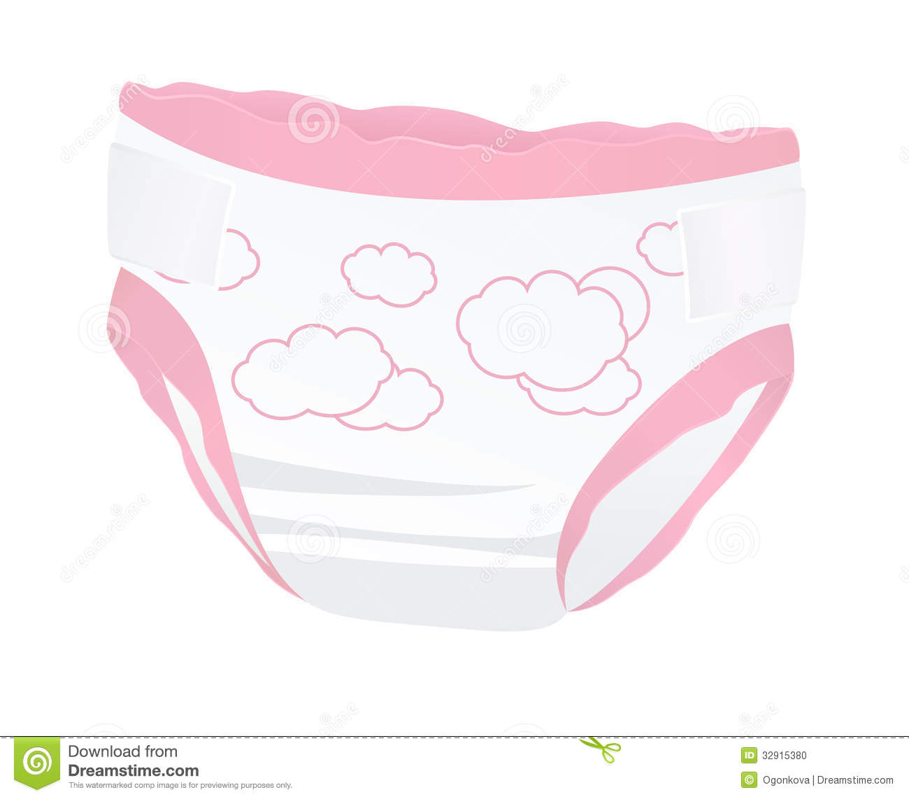 Pink Baby Diapers For Girl With  Isolated Vector Stock Photo