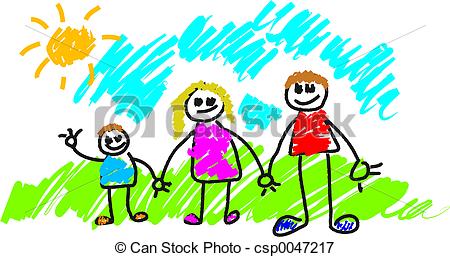 Stock Illustrations Of My Family   Kiddie Style Painting Of A Family