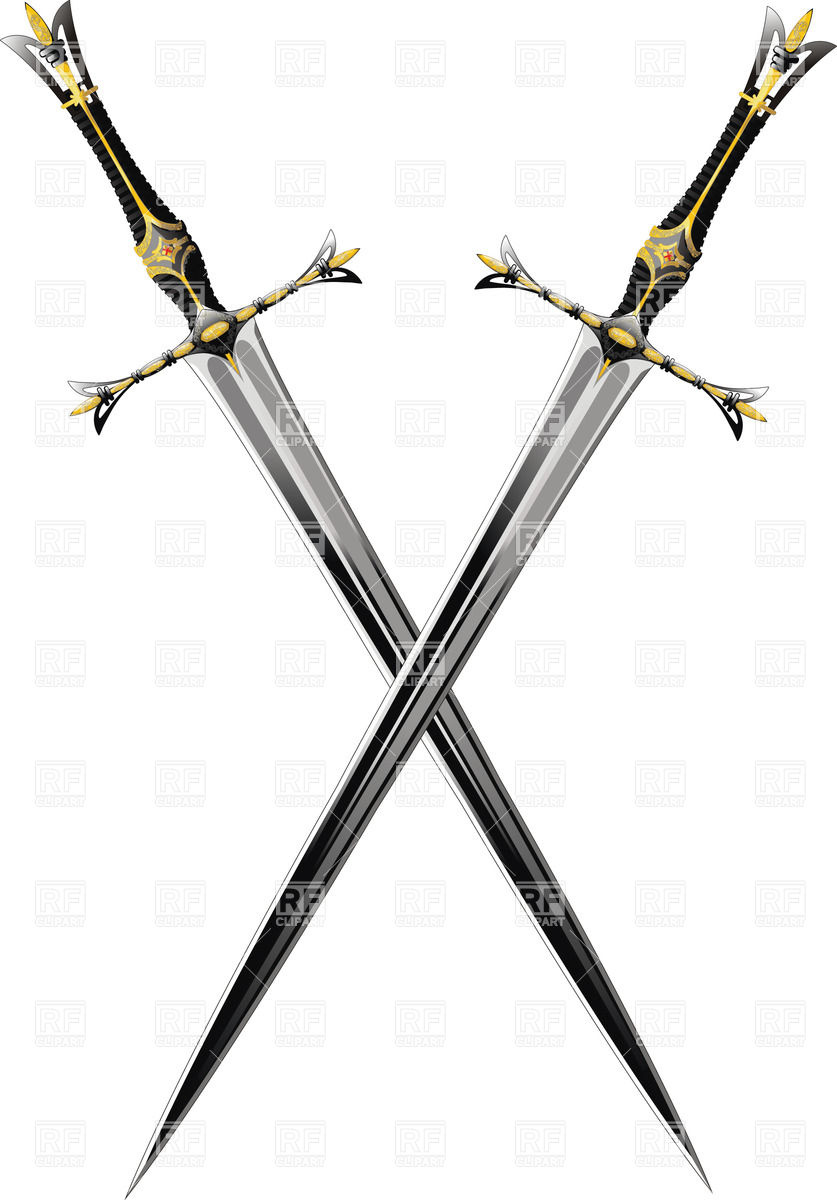 Two Crossed Antique Swords With Ornate Hilts 25222 Objects Download