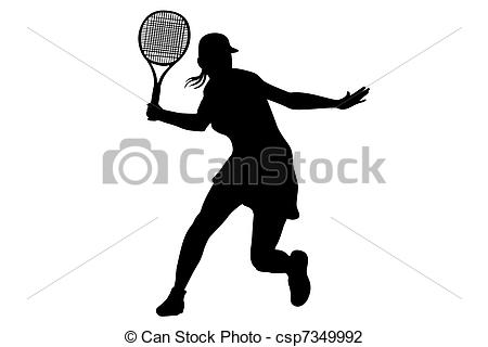 Woman Tennis Player Hand Painted Illustration
