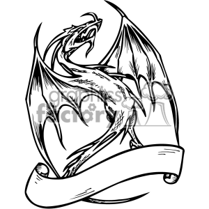 Black And White Dragon With Banner