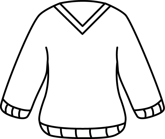 Black And White V Neck Sweater Clip Art   Black And White Outline Of A