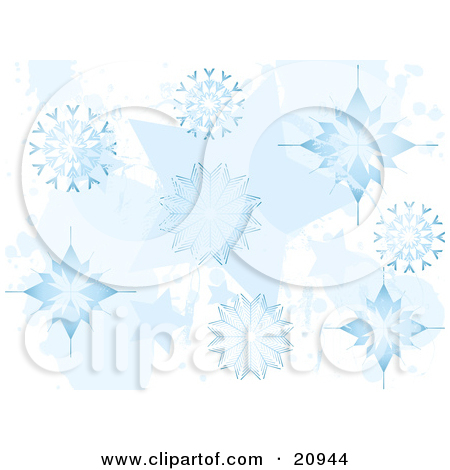 Blue Falling Snowflakes Clipart Clipart Illustration Of A