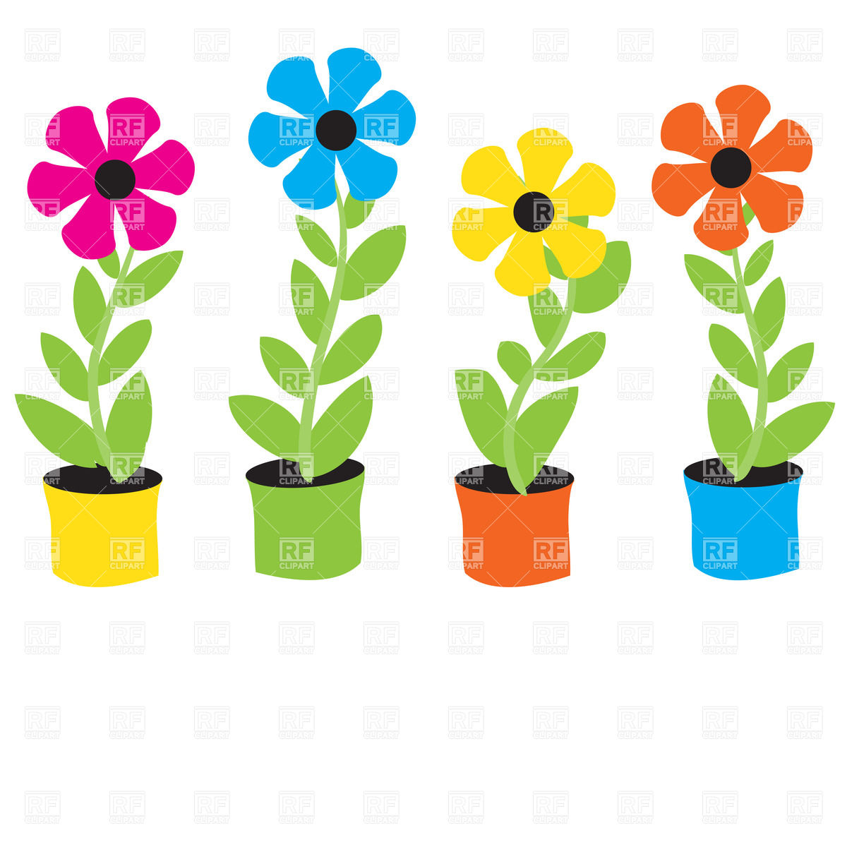 Cartoon Flowers In Flowerpots 22814 Plants And Animals Download