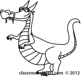 Classroom Clipart   Black And White Clipart Clipart  Dragon Cartoon 01
