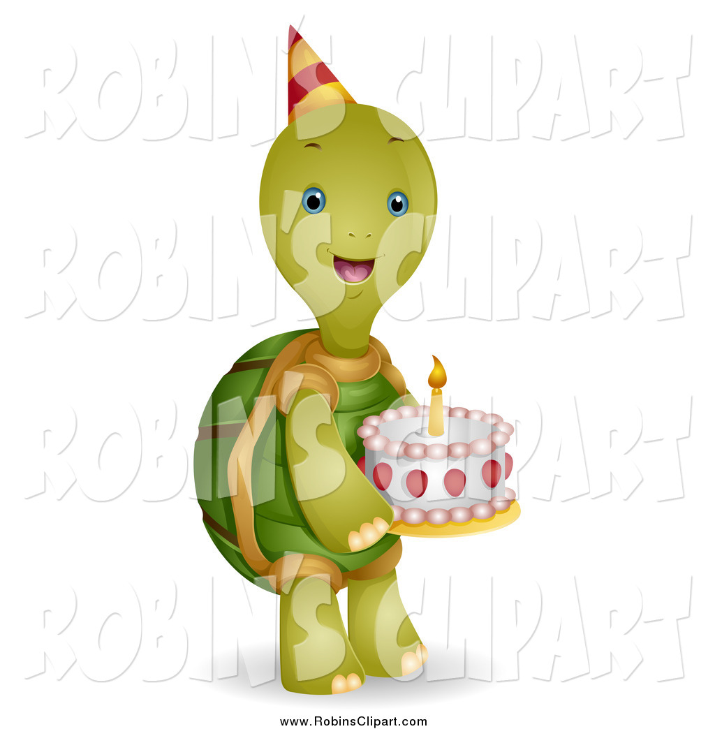 Clip Art Of A Cute Birthday Tortoise Holding A Cake By Bnp Design
