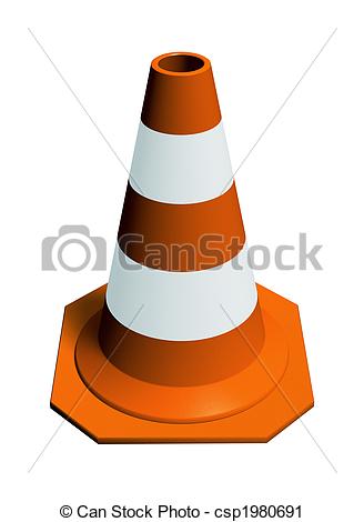 Clipart Of Traffic Cone Orange   3d Render Of Orange Security Cone    