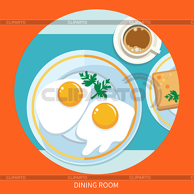 Comedor  Desayuno Vista Superior  Caf  Huevos Fritos Gofres  Men