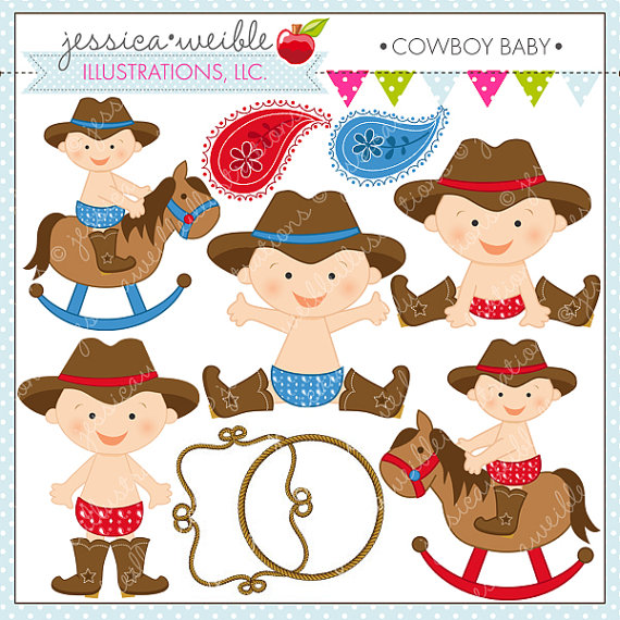 Cowboy Baby Boy Cute Digital Clipart For Commercial Or Personal Use