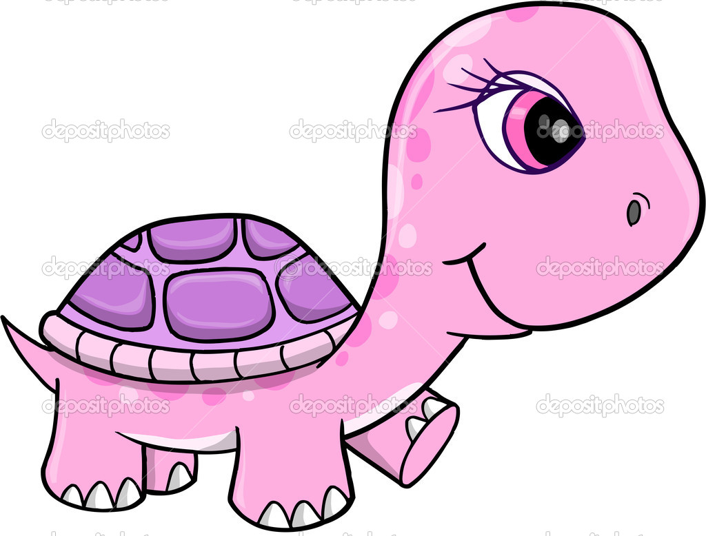 Cute Pink Girl Turtle Vector Illustration Art   Stock Vector