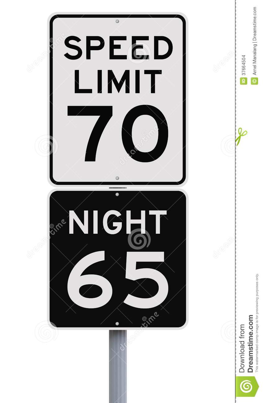 Daytime And Nighttime Speed Limit Signs Stock Images   Image  37664504