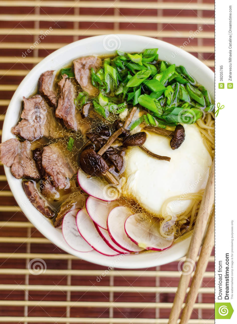 Delicious Beef Ramen With Miso Meat And Spring Vegetables
