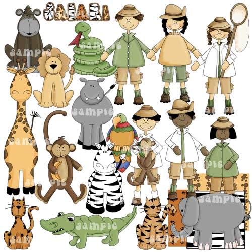 Details About Animals Clipart Set Jungle Safari Wildlife Country Camo