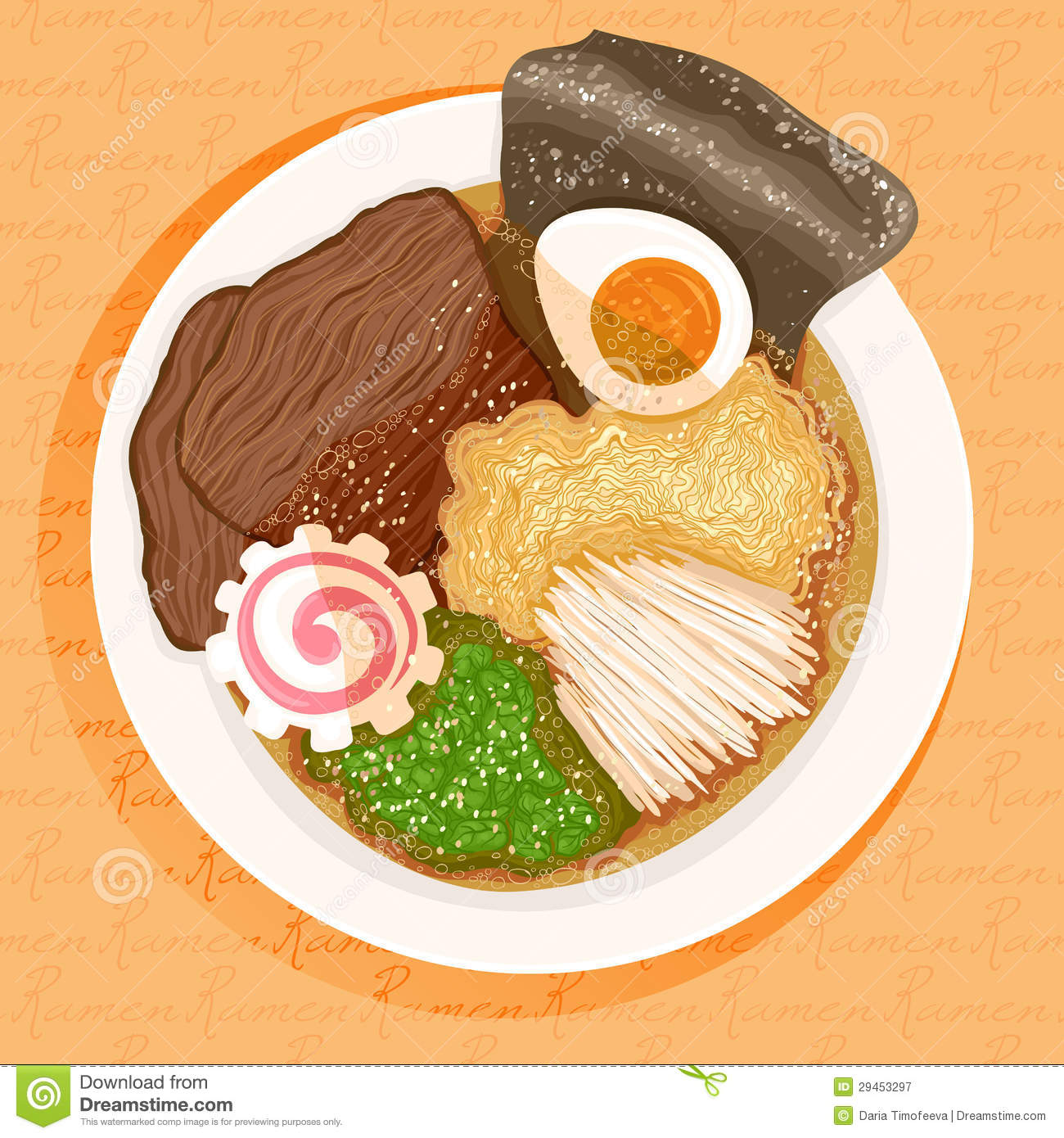 Dish Prepared With Ramen With Beef On An Orange Background