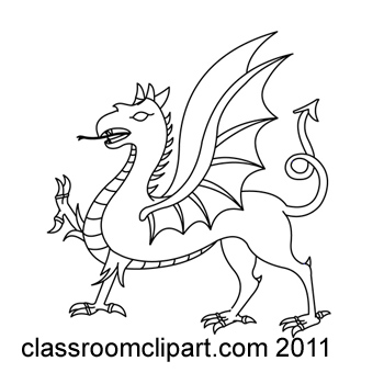 Dragon Red With Wings Black Outine Black And White Dragon Clipart