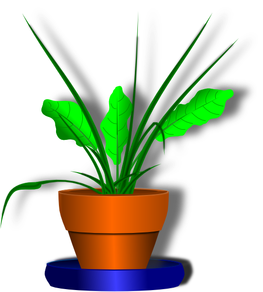Flower Pot With Green Plant Clip Art At Clker Com   Vector Clip Art