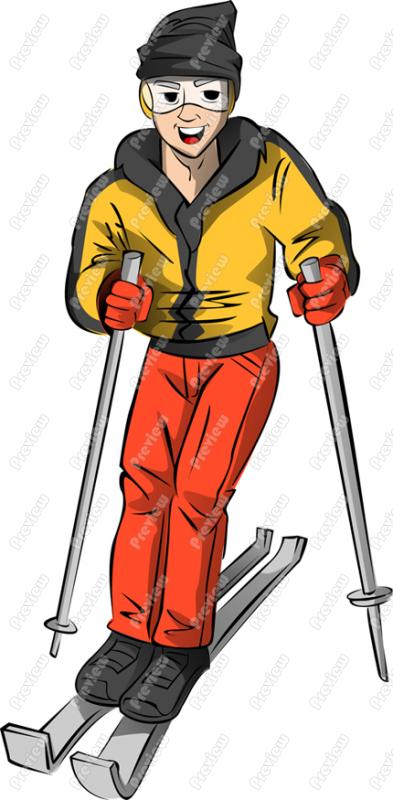 Guy Downhill Skiing Character Clip Art   Royalty Free Clipart   Vector