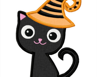 Halloween Black Cat Applique Machin E Embroidery Design Instant    
