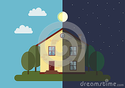 House In Nighttime And Daytime Stock Vector   Image  56392421