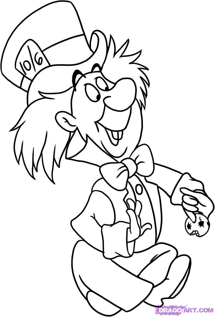 How To Draw Mad Hatter From Alice In Wonderland Step   Free Images At    