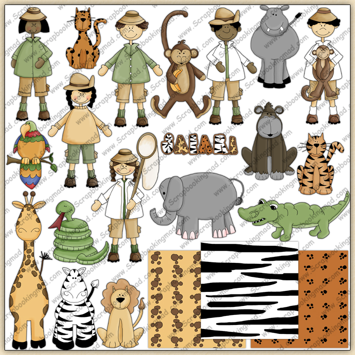 Jungle Safari Clipart Graphic Collection    0 67   Scrapbookingmad