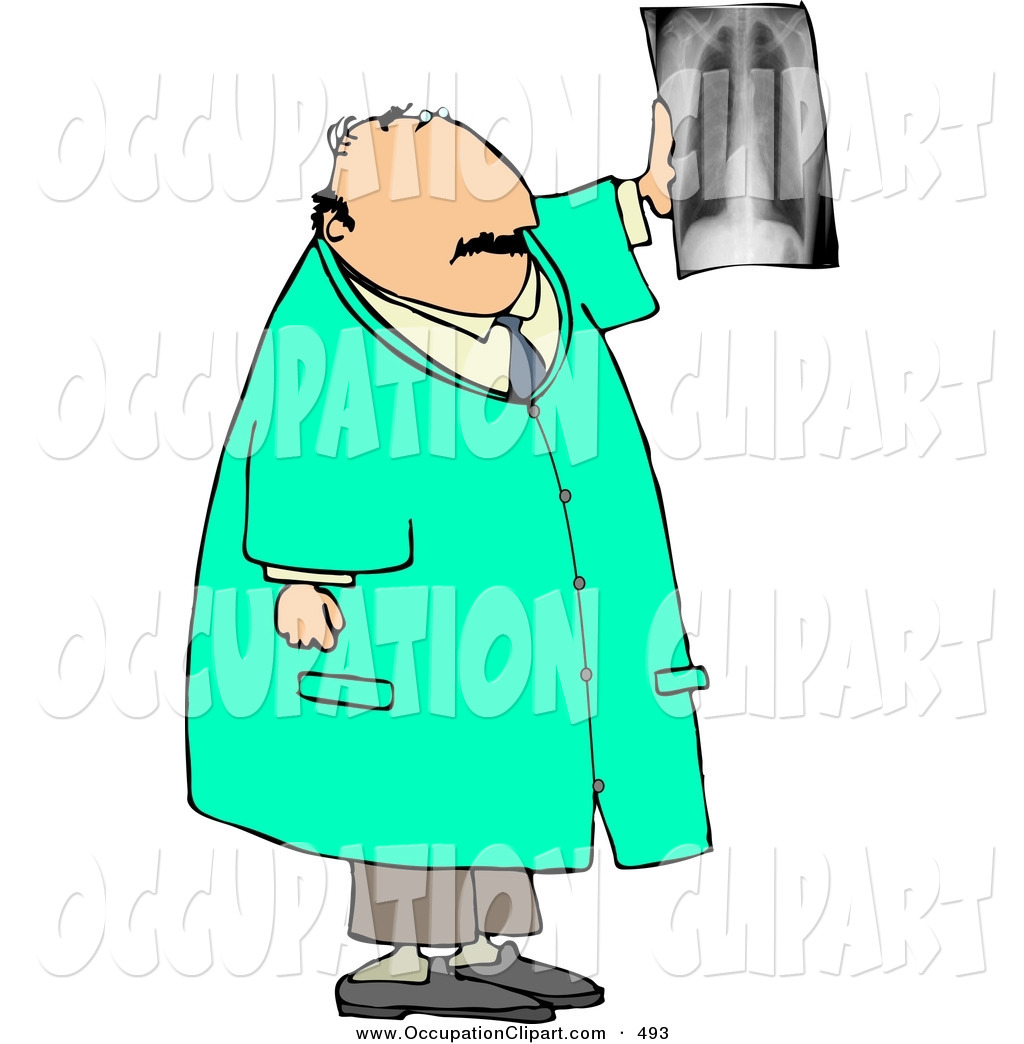 Larger Preview  Clip Art Of A White Male Doctor Looking At X Ray Of