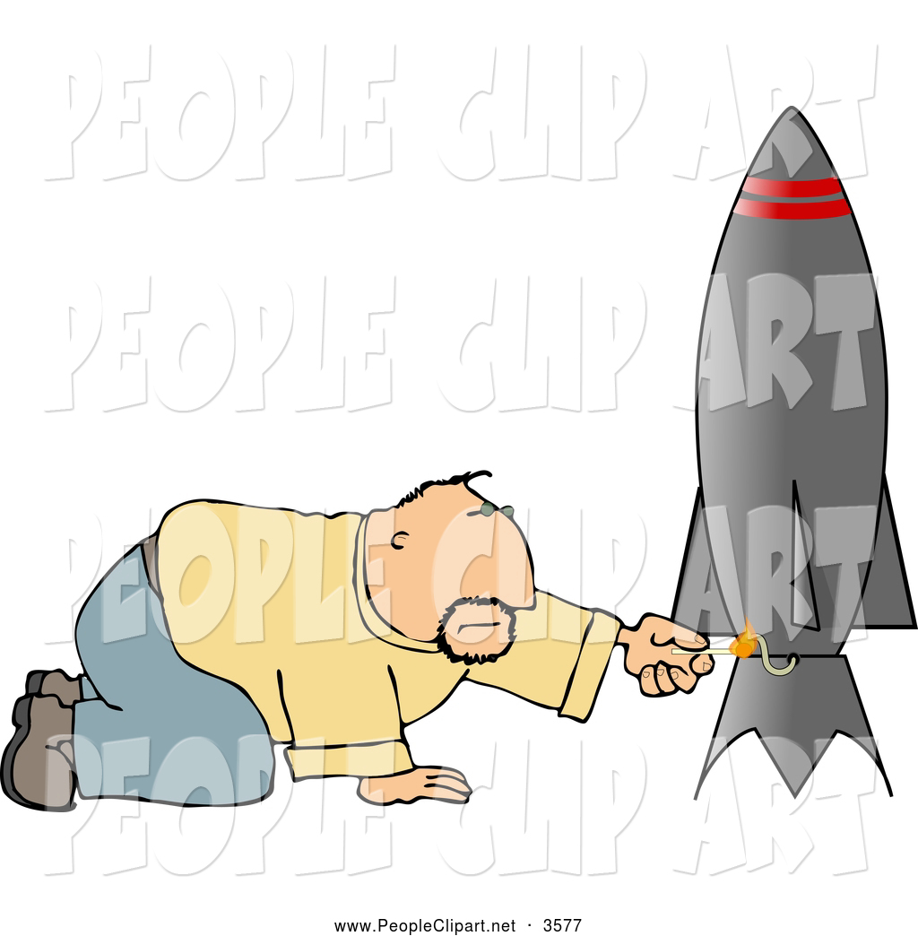 Larger Preview  Clip Art Of A White Man Lighting The Fuse On His Model