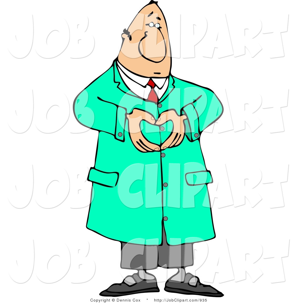 Larger Preview  Job Clip Art Of A Male Doctor Hand Gesturing A Heart