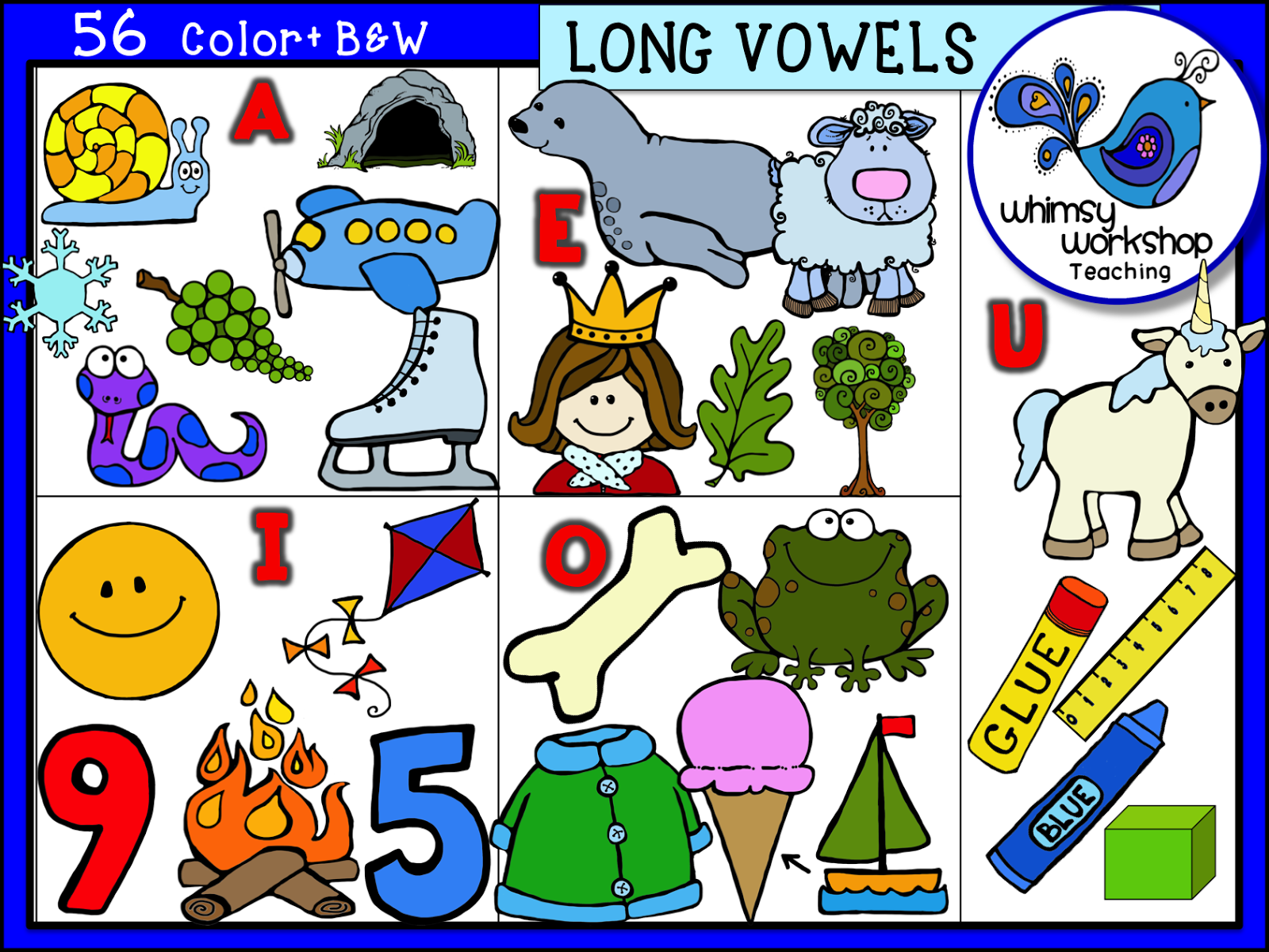 Long Vowel Words Graphics Bundle