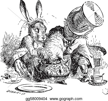 Mad Hatter And March Hare Dunking The Dormouse   Alice In Wonder