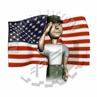 Military Private Salute Flag Waving Animated Clipart