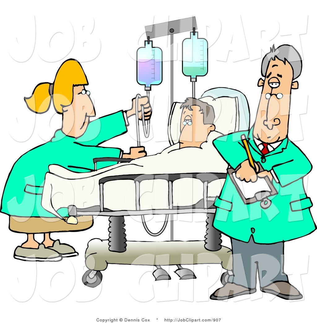 Nurse And Doctor Caring For A Hospitalized Man Attached To An Iv Fluid