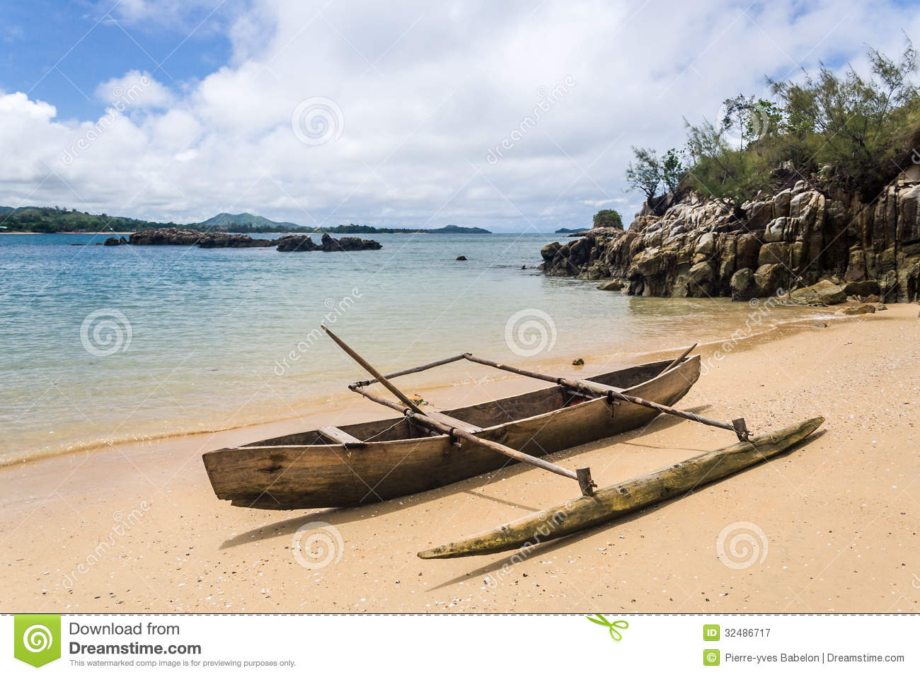 Outrigger Canoe O The Beach Of Nosy Be Madagascar