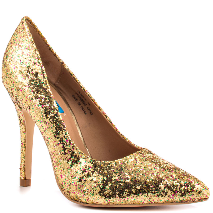 Penny Sue Glamour Gold Glitter Shoes For Women   Aemow