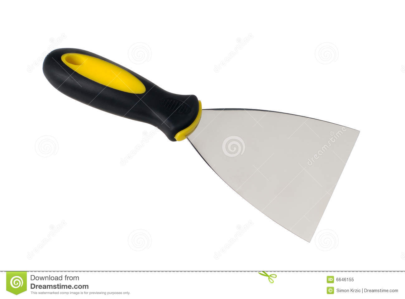 Putty Knife With A Plastic Handle Isolated On A White Background 