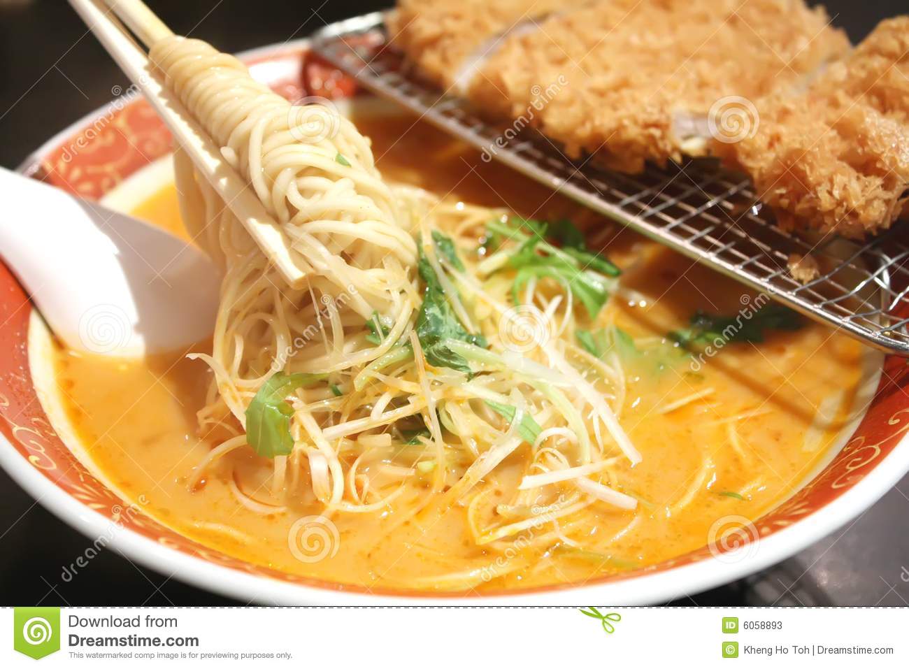 Ramen Noodles With Steaming Hot Soup Stock Photos   Image  6058893