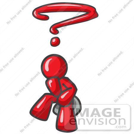 Royalty Free Clipart Of A Red Guy Character Wondering   0033 0812 1117
