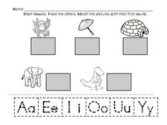     Short Vowels And Long Vowels  Cut And Paste The Beginning Vowel Sound