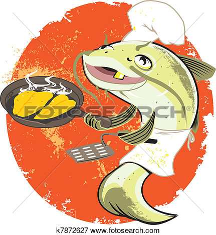 Stock Illustration   Catfish Fry Cook  Fotosearch   Search Eps Clipart