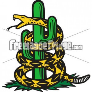     Tread On Me Snake Wrapping Around Cactus Vector Clipart Stock Artwork